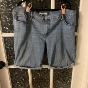 Levi's Classic Bermuda Shorts Stretch Denim 22W Rolled Cuff High Rise